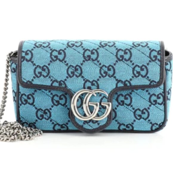 Gucci GG Marmont Mini Bag in Blue NEW W DUST BAG - Picture 1 of 9